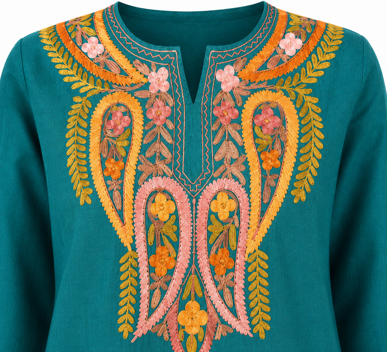 Kashmir Aari cotton Co-Ord Set | Dark Teal