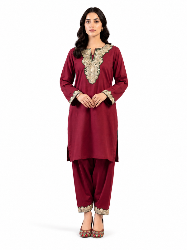 Boti Tila Summer Co-Ord set |Dark Red