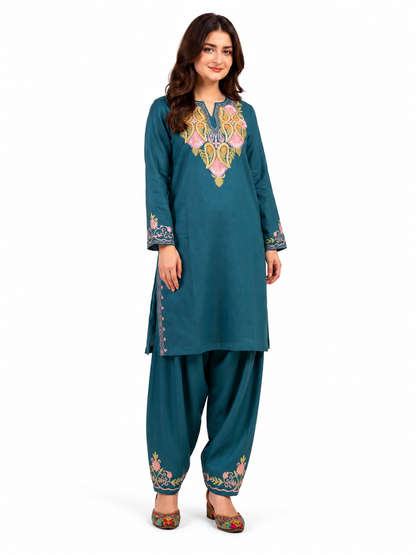 Kashmir Aari cotton Co-Ord Set | Ocean Breeze