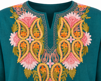 Kashmir Aari cotton Co-Ord Set | Ocean Breeze