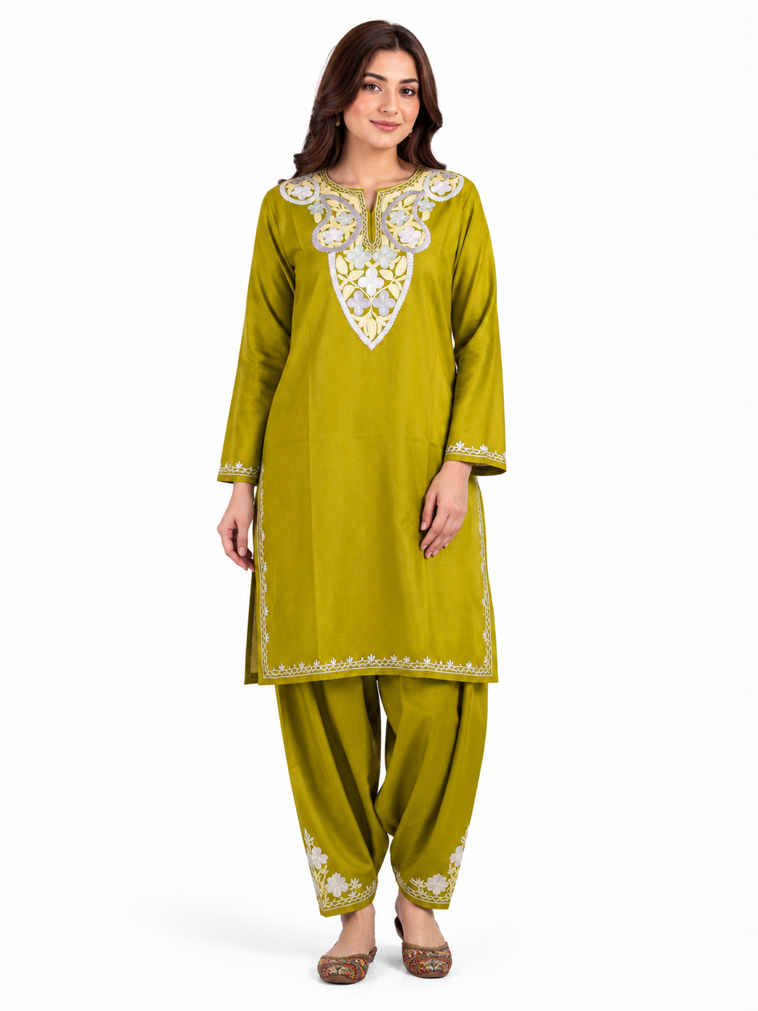 Kashmir Aari cotton Co-Ord Set | Dark Yellow