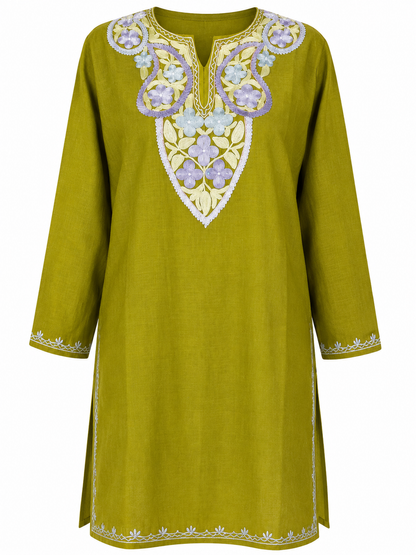 Kashmir Aari cotton Co-Ord Set | Dark Yellow