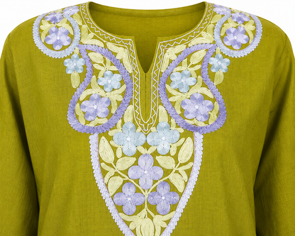 Kashmir Aari cotton Co-Ord Set | Dark Yellow