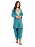 Kashmir Aari cotton Co-Ord Set | Dark Teal