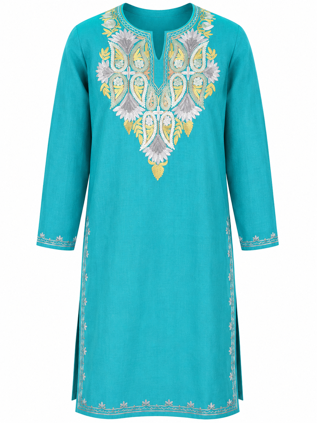 Kashmir Aari cotton Co-Ord Set | Dark Teal