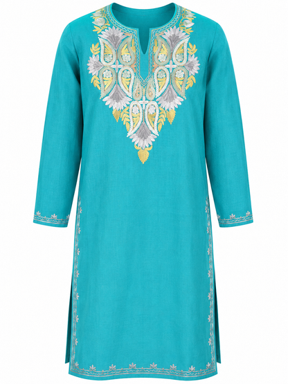 Kashmir Aari cotton Co-Ord Set | Dark Teal
