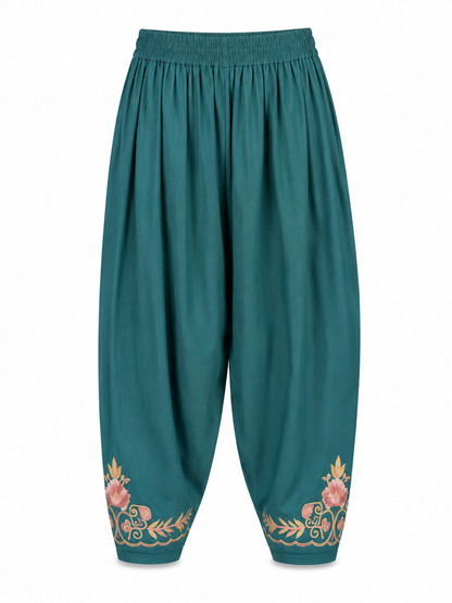 Kashmiri Manual Aari worked cotton Co-Ord Set | Ocean Breeze