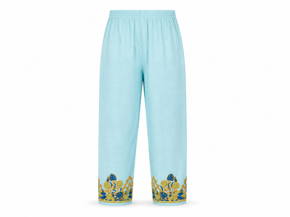Noor : Kashmiri Aari embroidery summer Co-Ord Set | Aqua