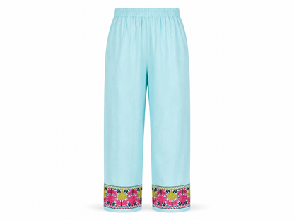 Noor : Kashmiri Aari embroidery summer Co-Ord Set | Aqua