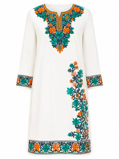 Noor : Kashmiri Aari embroidery summer Co-Ord Set | Light Gray