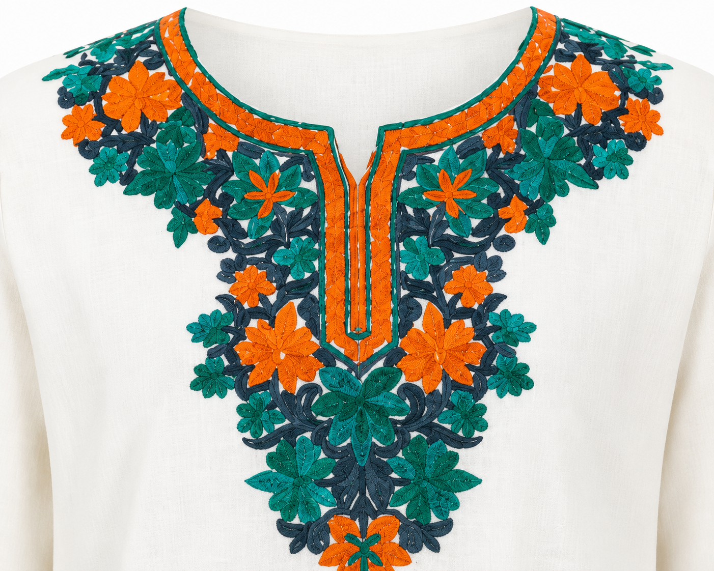 Noor : Kashmiri Aari embroidery summer Co-Ord Set | Light Gray