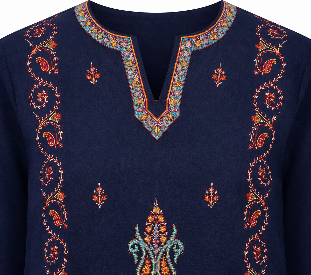 Noor : Sozni embroidery summer kurti | Royal Indigo
