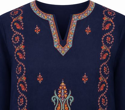 Noor : Sozni embroidery summer kurti | Royal Indigo