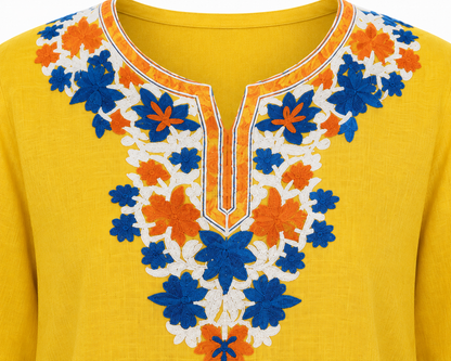 Noor : Aari embroidery summer Co-Ord Set | Gold