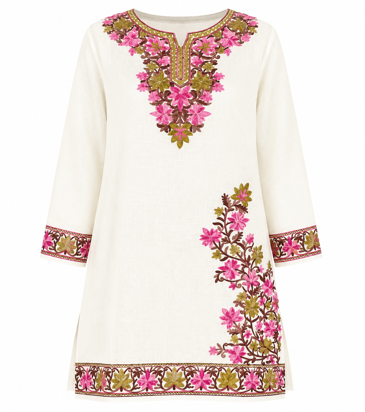 Kashmir Aari cotton Co-Ord Set | Light Gray