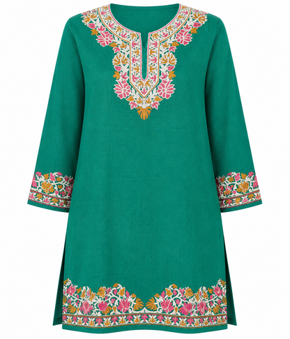 Kashmir Aari cotton Co-Ord Set | Dark Teal
