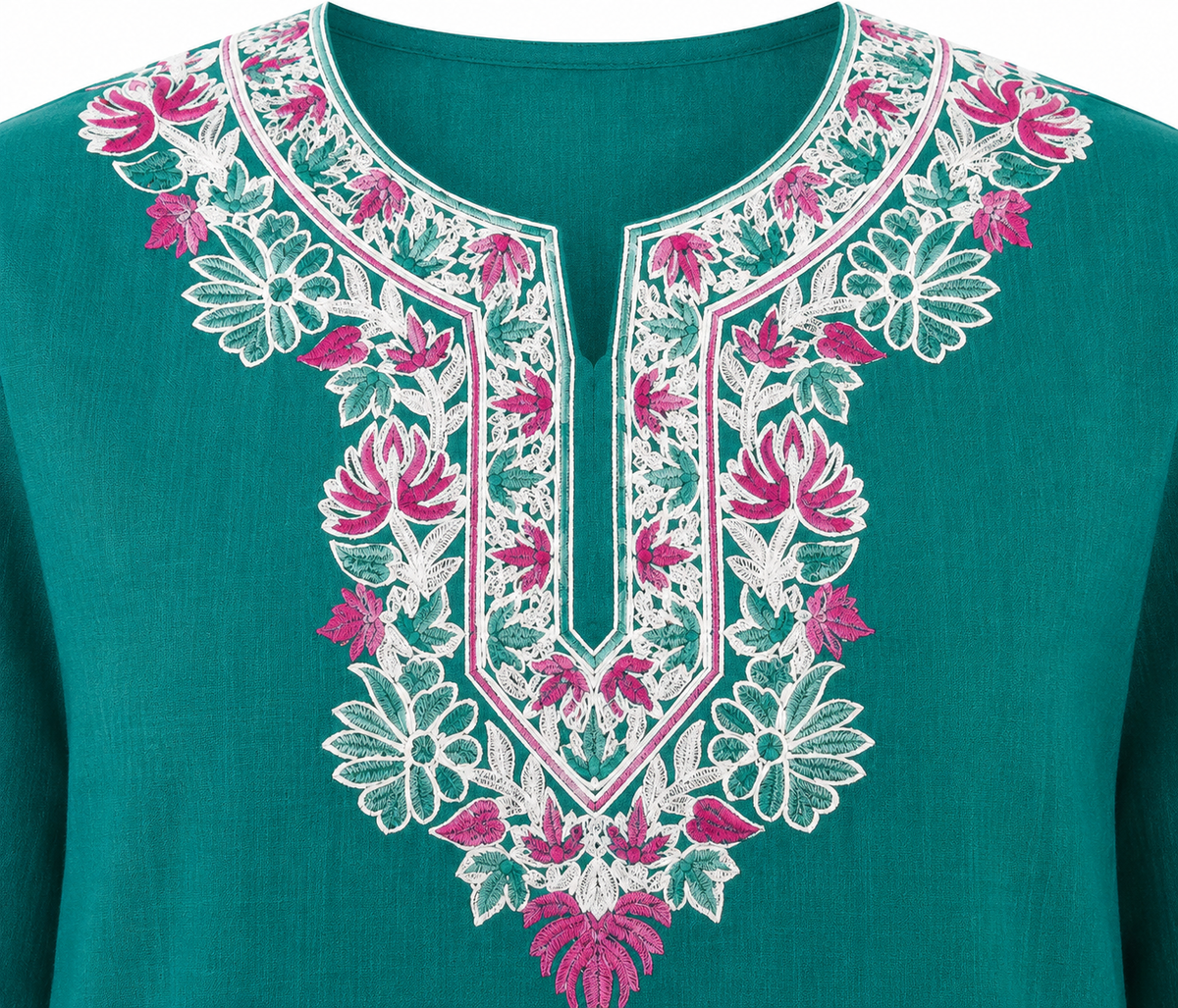 Kashmir Aari cotton Co-Ord Set | Dark Teal