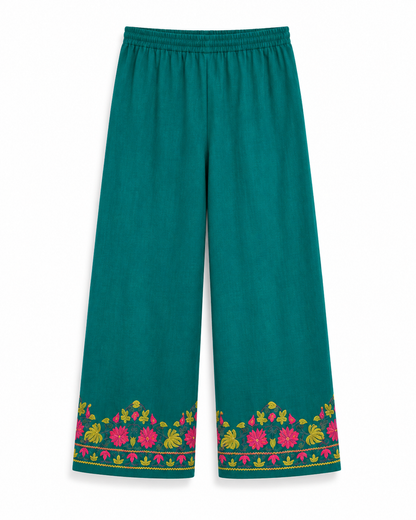 Kashmir Aari cotton Co-Ord Set | Dark Teal