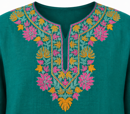 Kashmir Aari cotton Co-Ord Set | Dark Teal