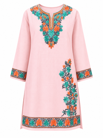 Kashmir Aari cotton Co-Ord Set | Pink