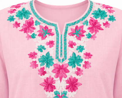 Kashmir Aari cotton Co-Ord Set | Pink