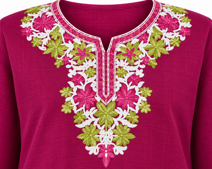 Kashmir Aari cotton Co-Ord Set | Plum