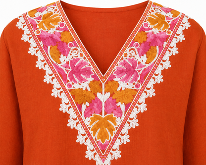 Kashmir Aari cotton Co-Ord Set | Sassy Salmon