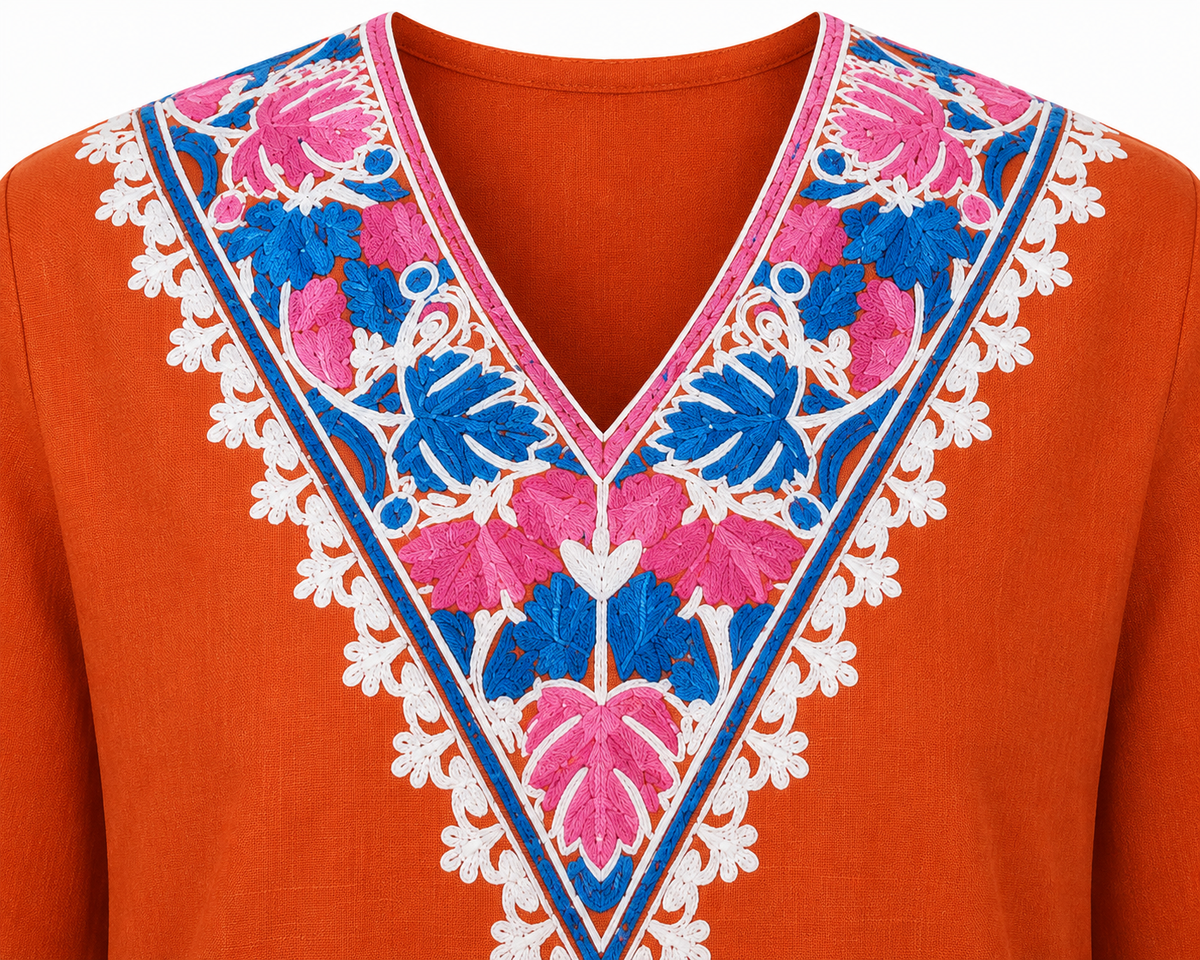 Kashmir Aari cotton Co-Ord Set | Sassy Salmon