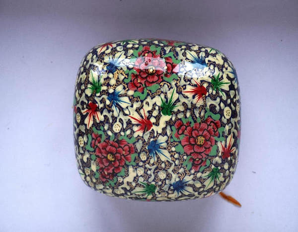 Beige Flower Paper Mache Box - KaarKash