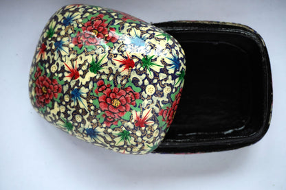 Beige Flower Paper Mache Box - KaarKash