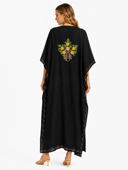 Midnight Bloom Embroidered Kaftan