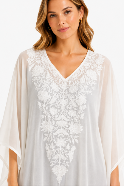 Ivory Garden Embroidered Kaftan