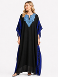 Midnight Sky Cotton Kaftan with Sapphire Blue Aari Embroidery