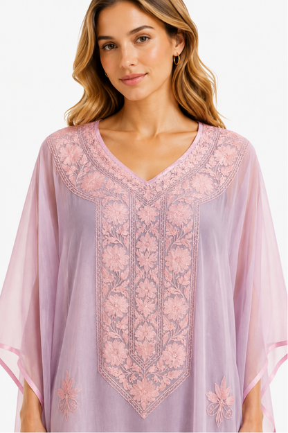 Rosé Floral Embroidered Kaftaan