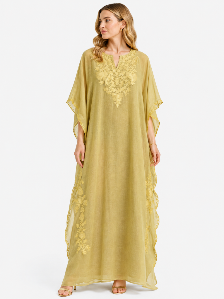 Golden Heritage Floral Embroidered Kaftan