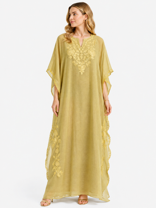 Golden Heritage Floral Embroidered Kaftan
