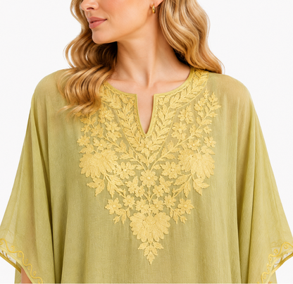 Golden Heritage Floral Embroidered Kaftan