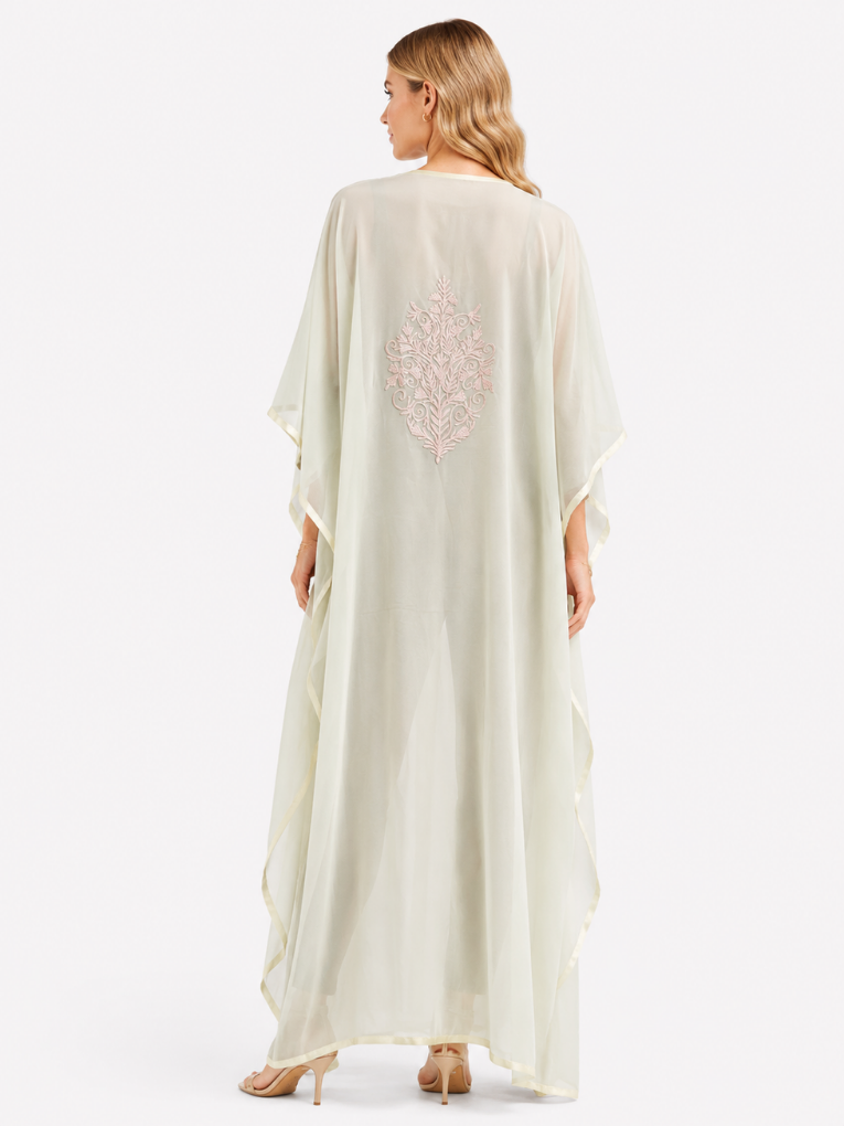 Blush Paisley Embroidered Mint Green Kaftan
