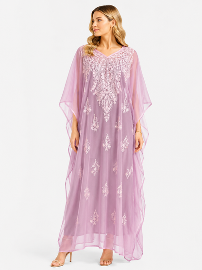 Blush Rose Paisley Embroidered Kaftan