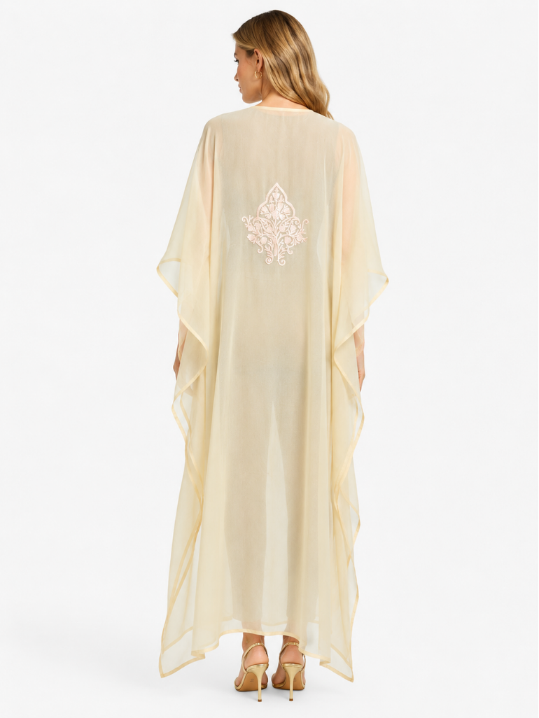 Ivory Muse – Elegant Floral Kaftaan