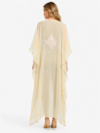 Ivory Muse – Elegant Floral Kaftaan