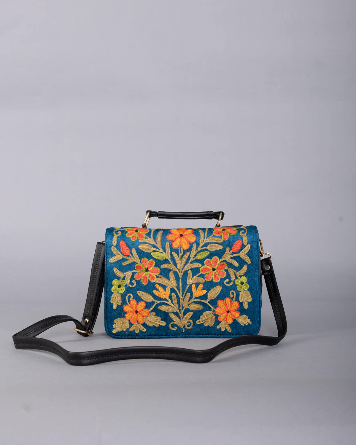 Kashmiri Hunar Krewal Sling Bag - Midnight Green