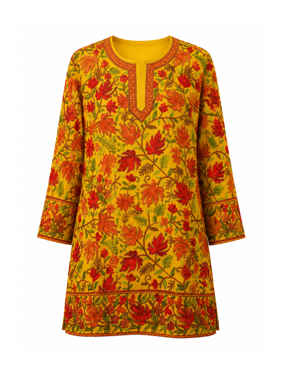 Noor : chinar embroidery summer kurti | Tan
