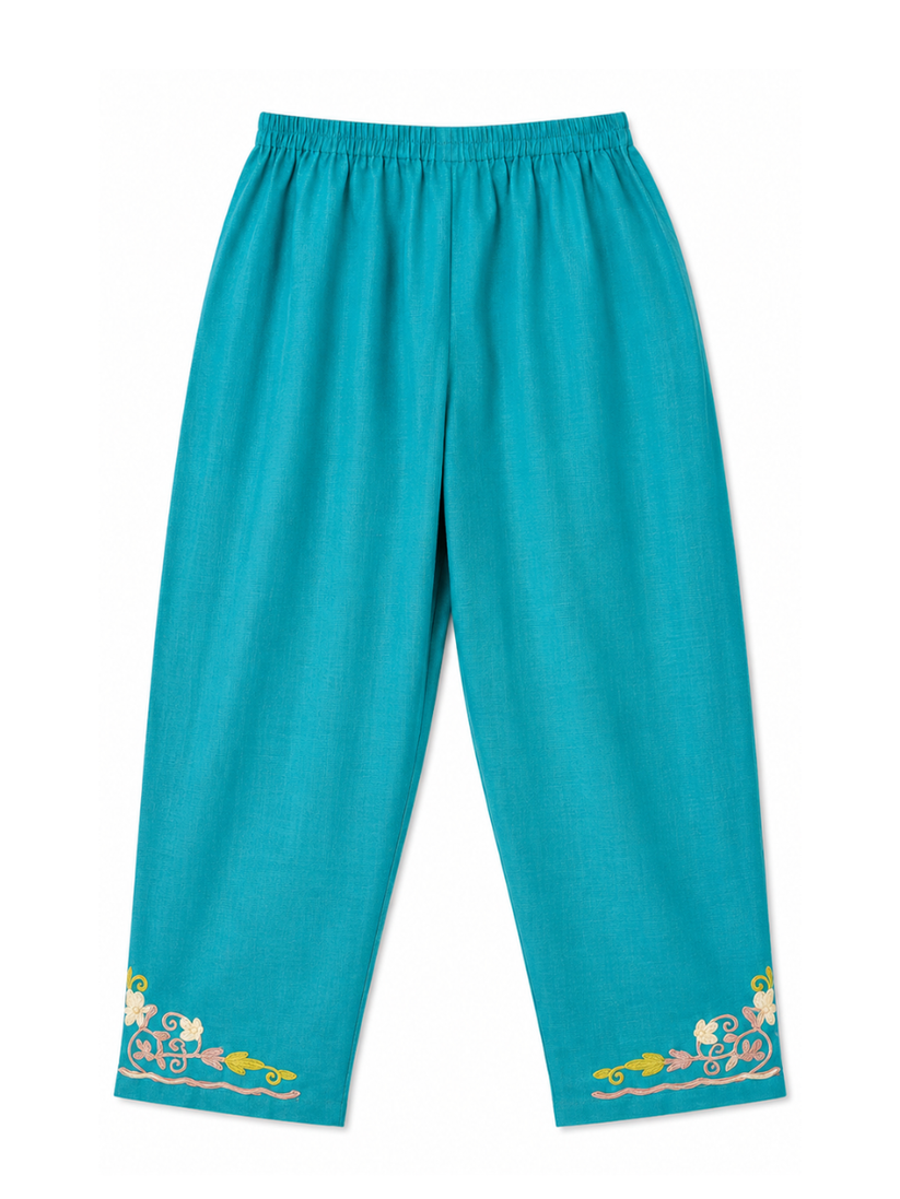 Noor : Kashmiri Aari embroidery summer Co-Ord Set | Aqua