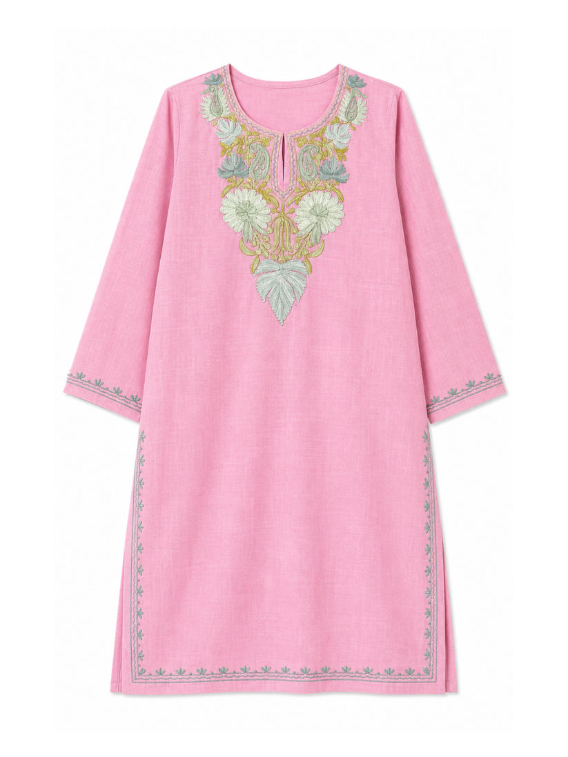 Kashmir Aari cotton Co-Ord Set | Vintage Pink