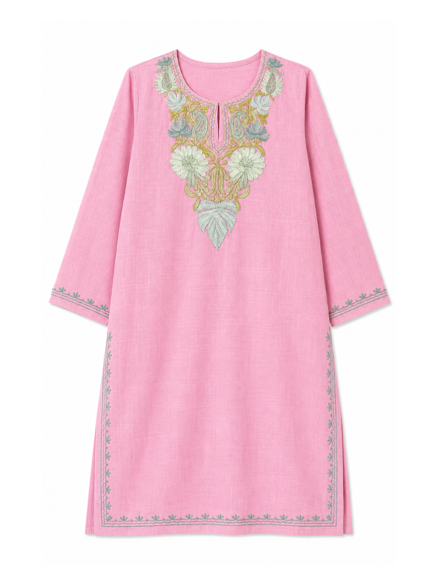 Kashmir Aari cotton Co-Ord Set | Vintage Pink
