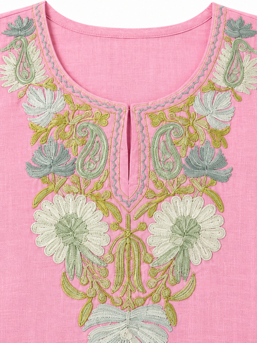 Kashmir Aari cotton Co-Ord Set | Vintage Pink