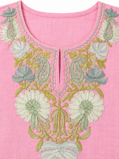 Kashmir Aari cotton Co-Ord Set | Vintage Pink