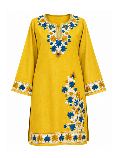 Noor : Aari embroidery summer Co-Ord Set | Gold