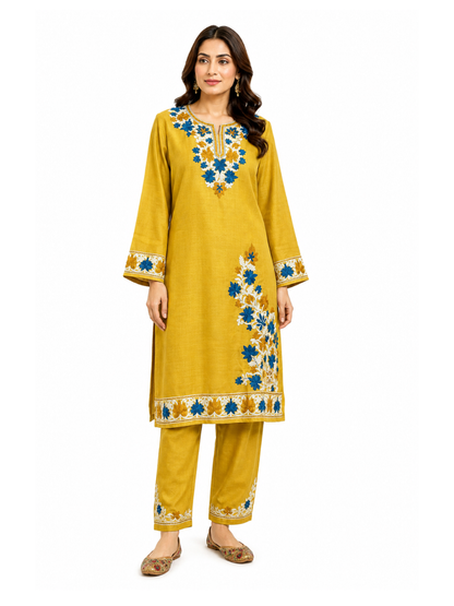 Noor : Aari embroidery summer Co-Ord Set | Gold